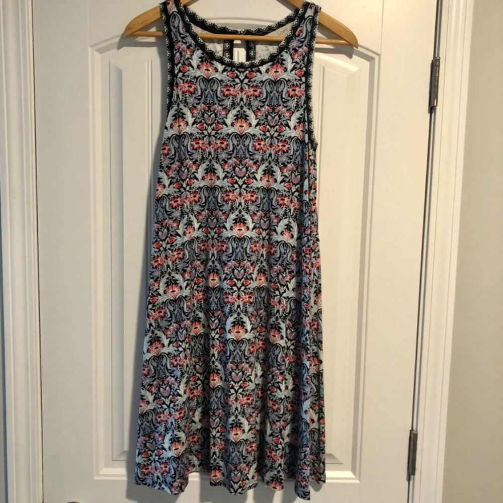 Ann Taylor Loft sleeveless blue and red tank swing dress size XXS - Picture 5 of 5